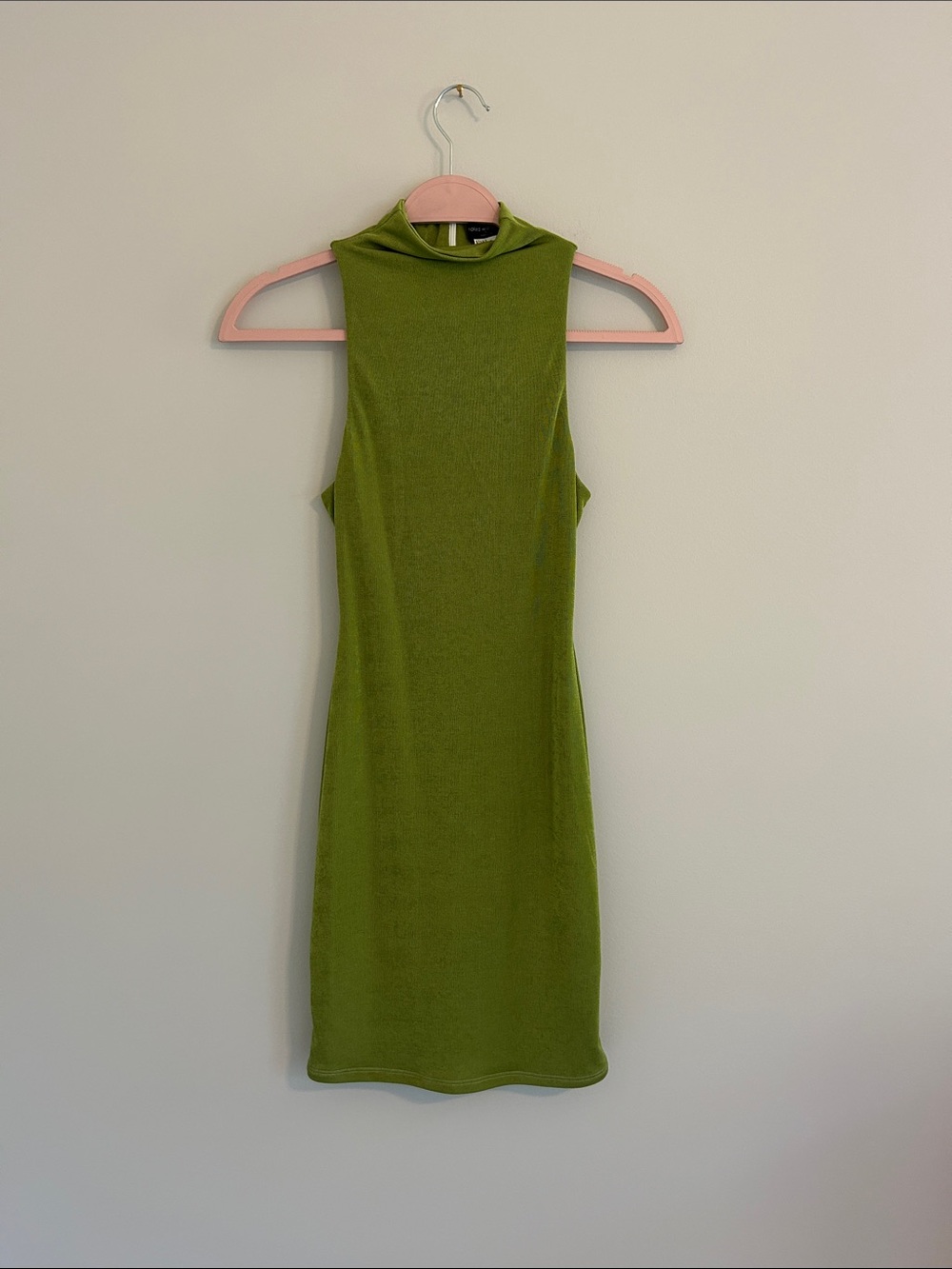 naked wardrobe Olive Green Mock Neck Mini Dress NWOT